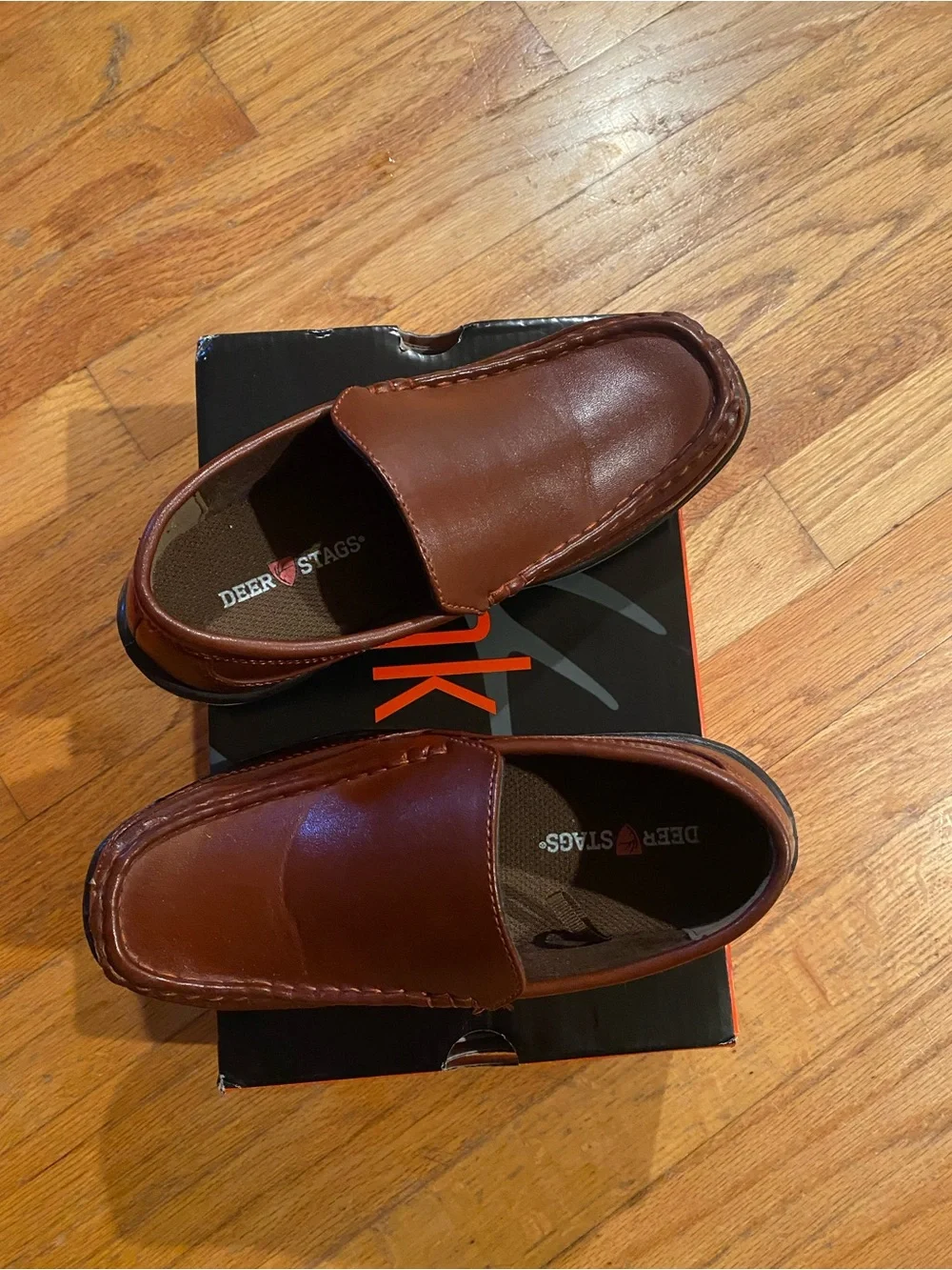 2 Pair NIB Boy’s Deer Stags Size 2 Brown & Black Booster Loafers Slip On